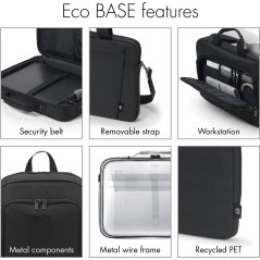 DICOTA Eco Top Traveller Briefcase 141 - Sleek Black Neoprene 300D RPET Polyester - Stylish, Eco-Friendly & Durable Design!